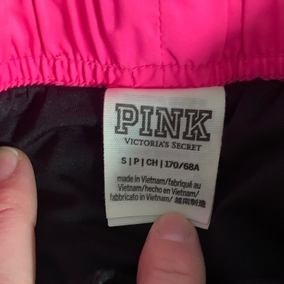 PINK Victoria's Secret Neon Pink and Black Athletic Shorts - Picture 2 of 3